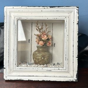 Framed Vase with dried flowers.